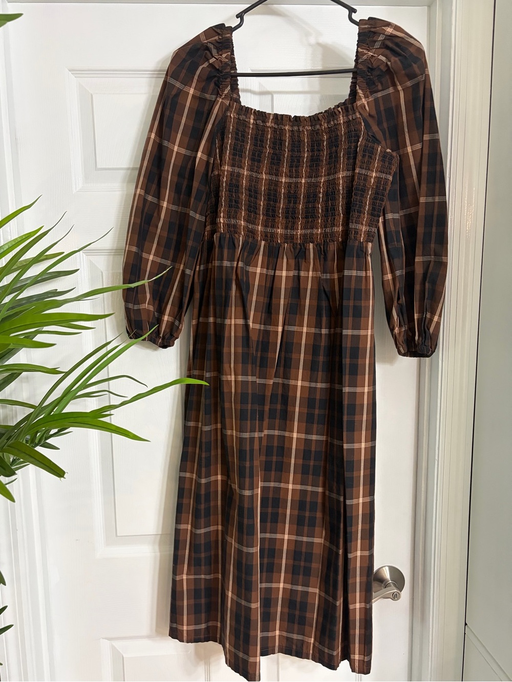 J. Crew plaid midi dress